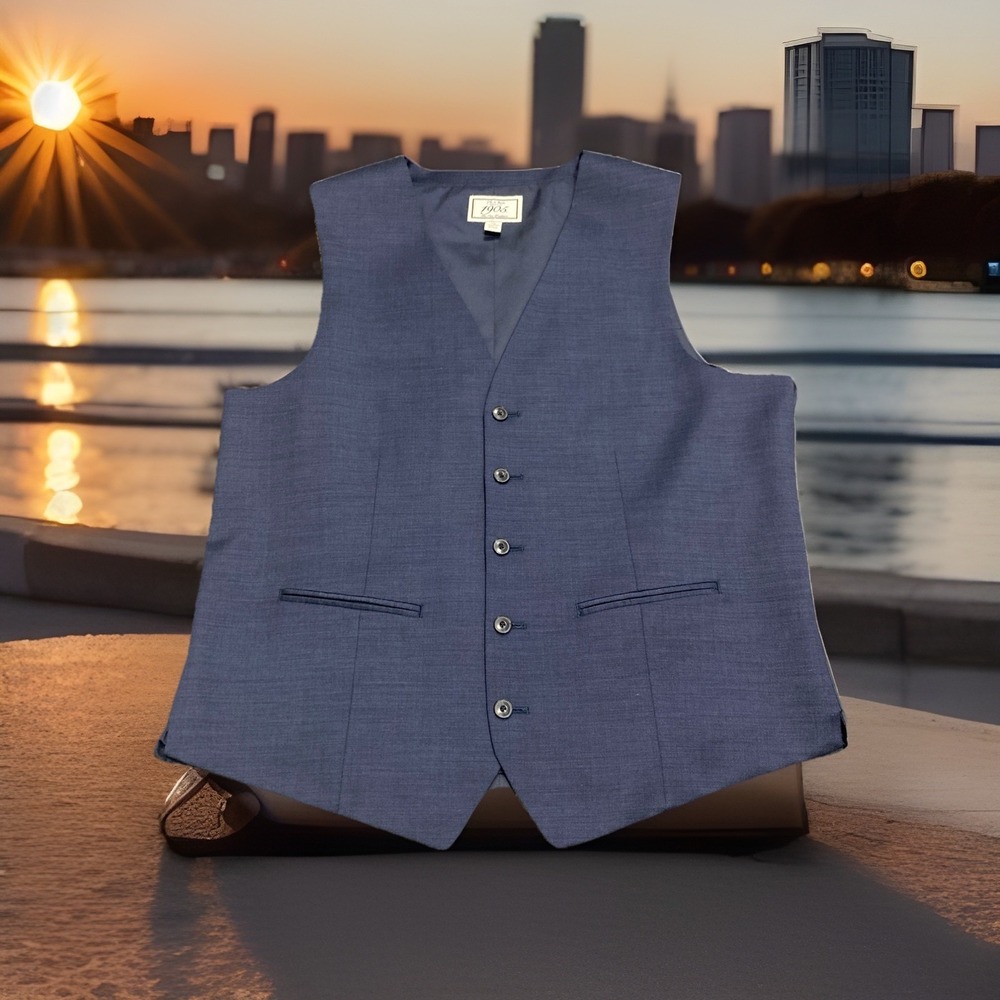 J.S. A. Bank 1905 Men's Suit Vest XL Blue Wool Blend Formal Waistcoat